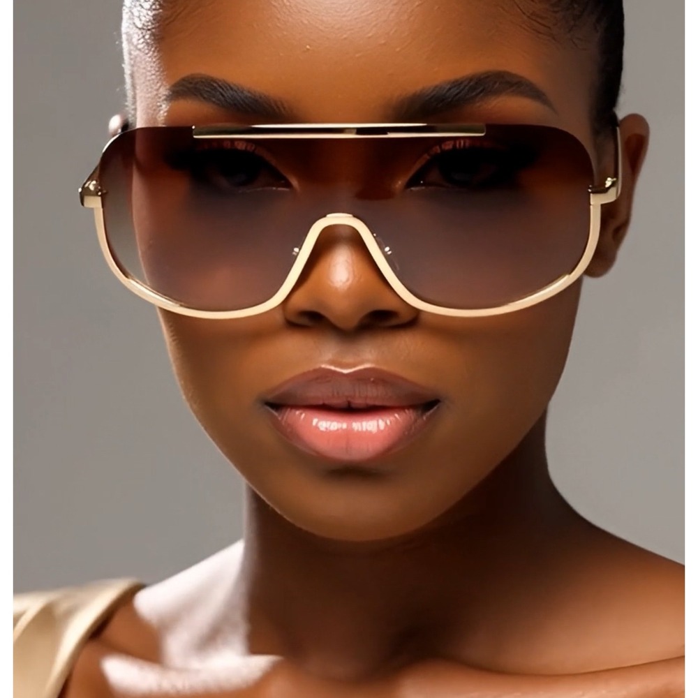 Shield Sunglasses Oversized Sunglasses Gold Frame Fashion Shades Street Festival
